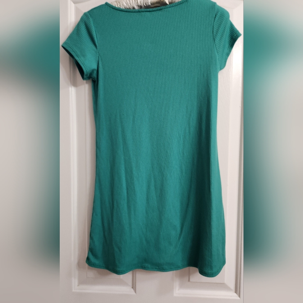 Mini Buttercup Ribbed Knit Dress - Kelly Green Bow Accent - Picture 4 of 5
